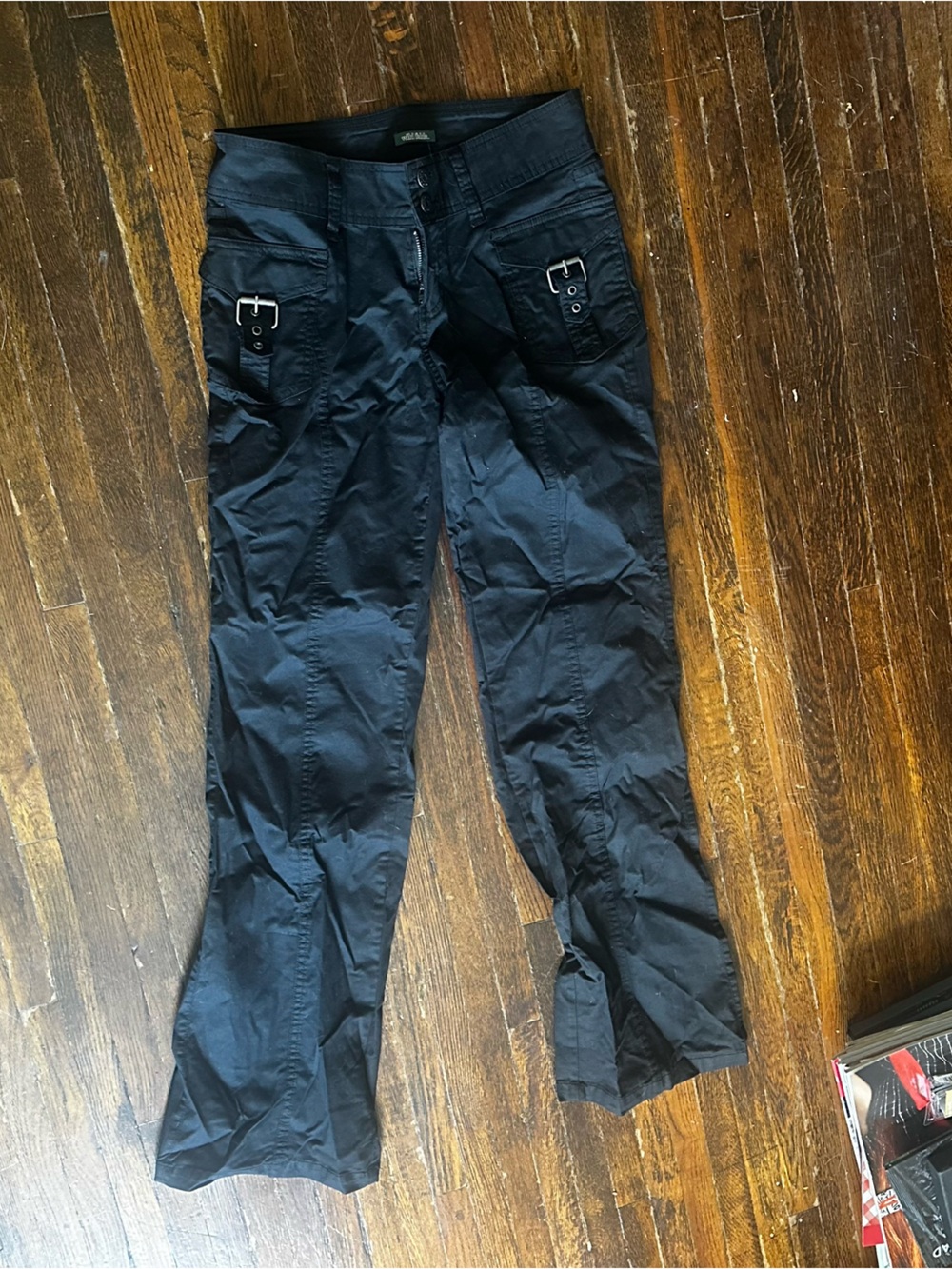 WILD FABLE BLACK GOTHIC CARGO PANTS WITH BUCKLES